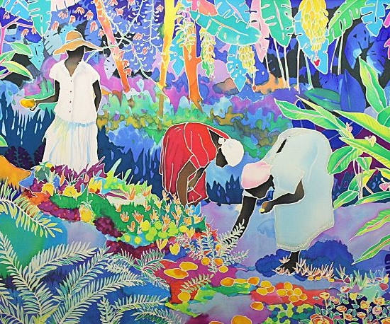 ジェニファー・マークスの絵画作品　タイトルは、トロピカル・ハーベスト
